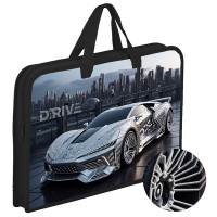 Сумка пластик А4 (ОНИКС) на молнии ручка-тесьма арт.ПТ-14-12 Silver auto широкая боковинка, фольга