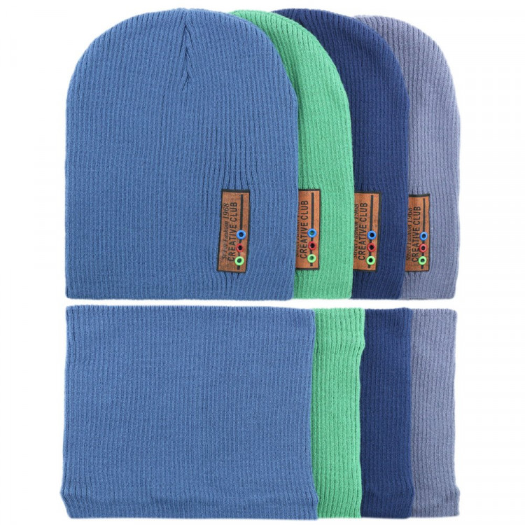 Комплект демисезонный для мальчика (Полярик) арт.E-01-31  размер 52-56 (шапка+снуд) цвет в ассортименте