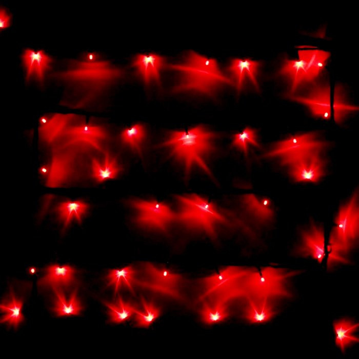 Гирлянда электрическая уличная точечная 11м 120LED цвет красный (черный.провод) 8режимов арт.183-162