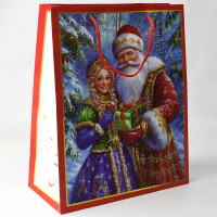 Пакет подароч. бумаж. 26*32см "Дед Мороз и Снегурочка" арт.95735FE