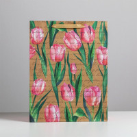 Пакет подароч. крафт 31*40*11см "Тюльпаны" арт.4783287