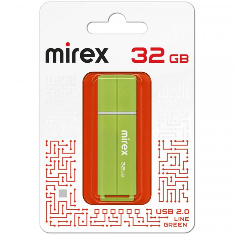 Флеш диск 32GB USB 2.0 Mirex Line, зеленый