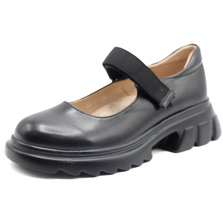 Туфли для девочки (Колобок) черный верх-искусственная кожа подкладка-искусственная кожа размерный ряд 33-38 арт.jwg-QS1-3