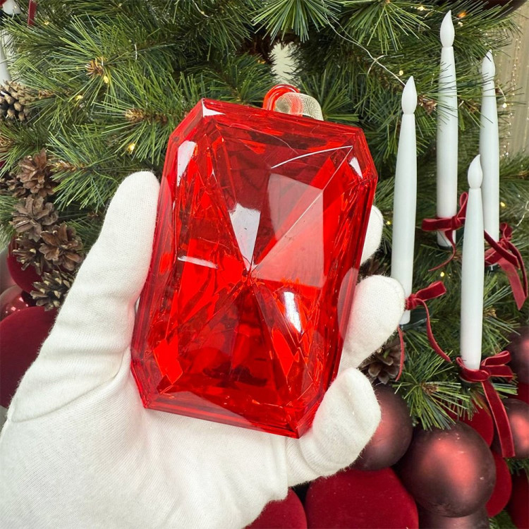 Украшение декор.подвеска пластик "DIAMOND_Shine" 10см цв.красный арт.196-0834