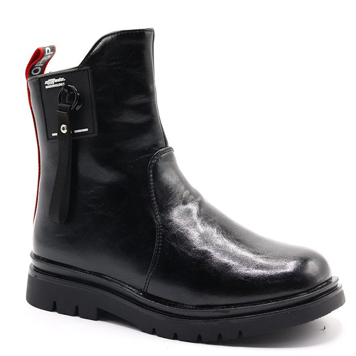 Ботинки для девочки (МЫШОНОК) черные верх-искуственная кожа подкладка-байка размерный ряд 32-37 арт. jwg-56A