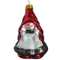 Украшение декоративное стекло 09см "Волшебный гномик 2" красный п/у арт.ФУ-754/2