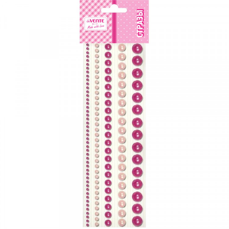 Наклейки-стразы акриловые deVENTE Жемчужины круглые цвет розового сапфира 5 размеров арт.8002553