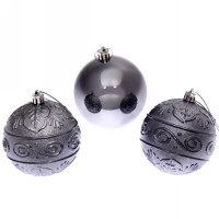 Набор шаров 08см 03шт/наб. 08см "Микс фактур" цв. графит арт.201-0848