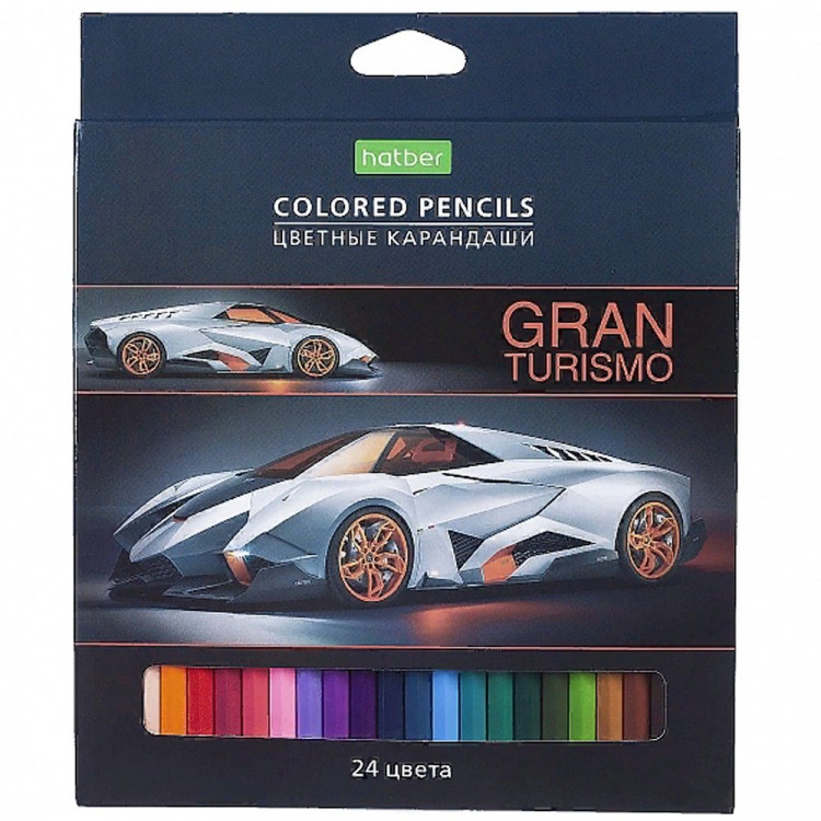 Карандаши цветные (Hatber) ECO Gran Turismo 24 цветов шестигранные арт.CS_070883