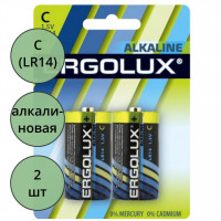 Батарейки Ergolux LR14 (С) алкалиновые BL2
