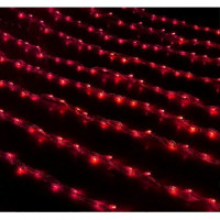 Гирлянда электрическая для дома занавес Дождь 1,5*1м 300LED цвет красный (светлый провод) арт.671634