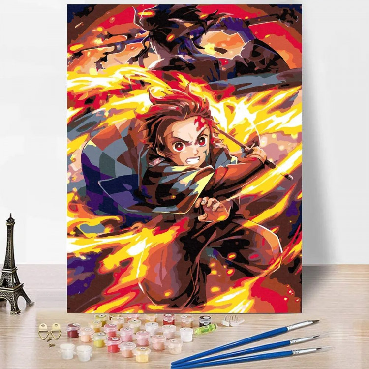 Картина по номерам 30x40см (RedPanda) Аниме Клинок рассекающий демонов-Огонь арт.p54693