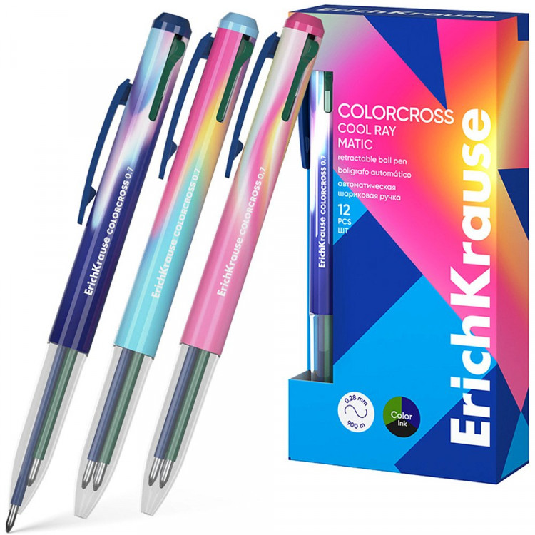 Ручка многоцветная 3-цветная (ErichKrause) Colorcross Matic Cool Ray 0.7мм арт.61091