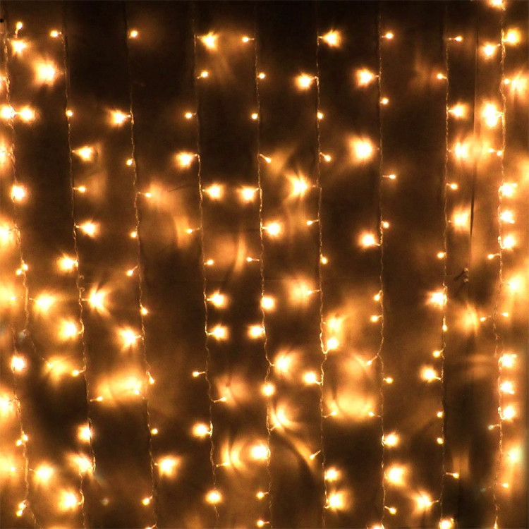 Гирлянда эл.д/улицы занавес Дождь 3*2,5м 480LED (св.провод) цв.т.белый 8реж. IP-54 арт.183-253