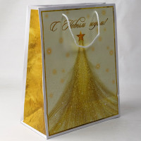 Пакет подароч. бумаж. 26*32см "Новогоднее сияние" цв.белый арт.95738FE