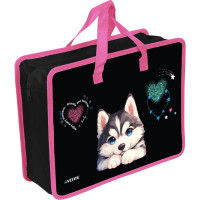 Сумка пластик А4 (deVENTE) на молнии ручка-тесьма Cute Husky с расширением арт.8057517