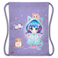 Сумка для сменной обуви 1 отделение (Hatber) Девочка-кошка 330х420мм арт.NMn_18009