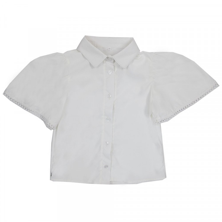 Блузка для девочки (MULTIBRAND) короткий рукав цвет белый арт.0006 размерный ряд 34/134-42/158