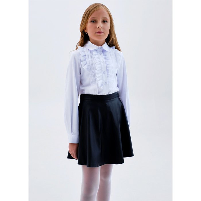 Блузка для девочки (Модники) длинный рукав цвет белый арт.515 размерный ряд 30/122-38/146