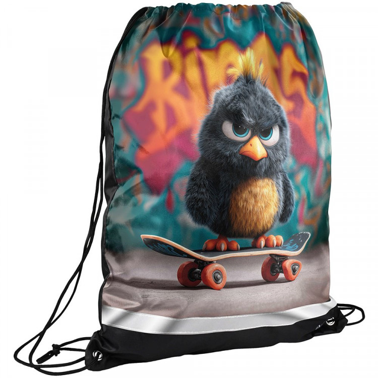 Сумка для сменной обуви 1 отделение с карманом Феникс Опасный птенец 360х480мм арт.72186