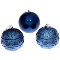 Набор шаров 08см 03шт/наб. "Микс фактур" цв.сапфир арт.201-0849