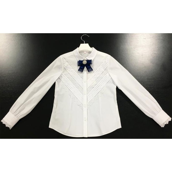 Блузка для девочки (Чудо мое) длинный рукав цвет белый арт.B 75210 размерный ряд 30/122-40/152