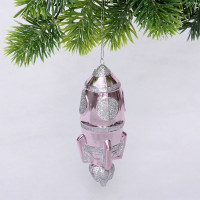 Фигурка на ёлку пластик 12см "Ракета" цв.розовый арт.916-1155