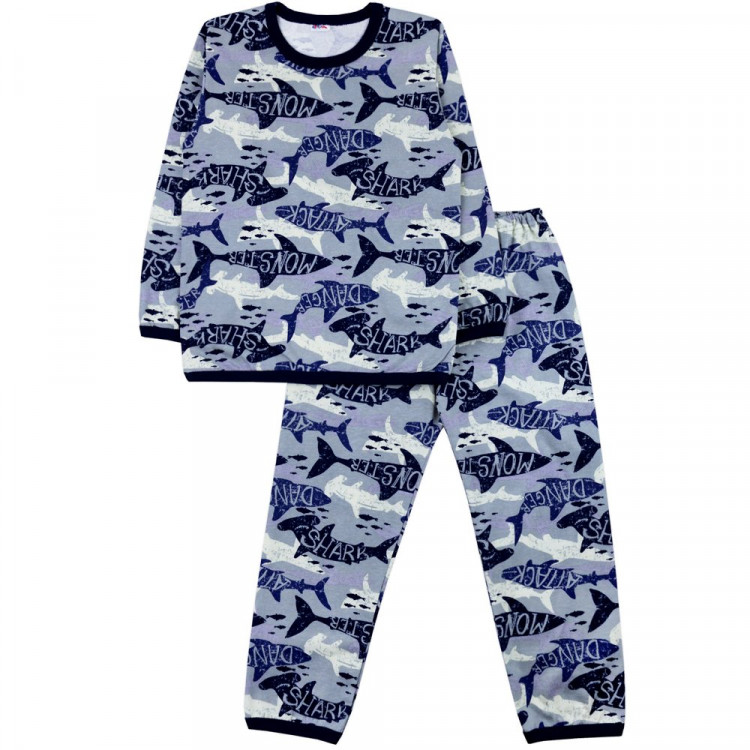 Пижама для мальчика (Юлала) артикул 0121100209 (лонгслив+брюки) размерный ряд 30/110-36/140 цвет серый