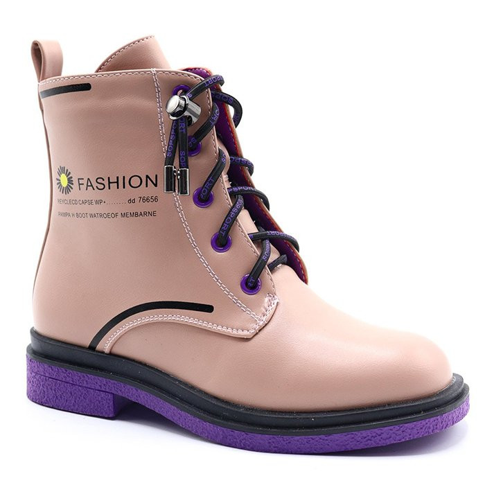 Ботинки для девочки (МЫШОНОК) розовый верх-искуственная кожа подкладка-байка размерный ряд 32-37 арт. jwg-14C