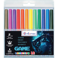 Фломастеры (Attomex) GAME 12 цветов вентилируемый колпачок, пластиковый блистер арт.5081619
