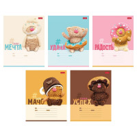 Тетрадь 18 листов линия (Hatber) Кофейные коты скругленные углы ассорти арт.18Т5В2