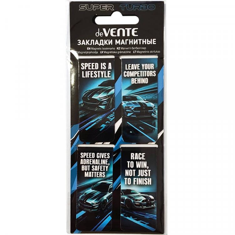 Закладка-магнит deVENTE Супер Турбо (Super Turbo) 4 штуки 25*56,6 мм арт.8065610