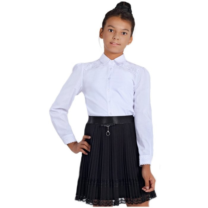 Блузка для девочки (Модники) длинный рукав цвет белый арт.301 размер 32