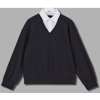 Джемпер-обманка для мальчика (Делорас) арт.71650G размер 34/134-44/164 цвет темно-синий/белый ворот