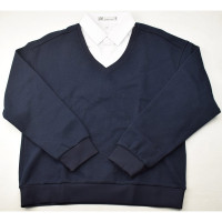 Джемпер-обманка для мальчика (Делорас) арт.71650G размер 34/134-44/164 цвет темно-синий/белый ворот