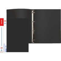 Папка на 4-х кольцах А4 30мм D-25мм пластик 0,60мм, черная deVENTE Daily арт.3081414
