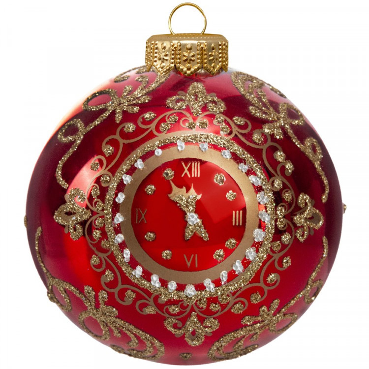 Шар стекло 08см "Новогодние куранты" п/у арт.КУ-80-224023/1