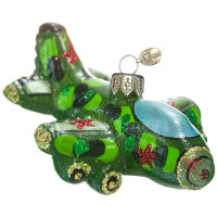 Украшение на ёлку стекло (серия Премиум) 03,5см "Самолёт" п/у арт.ФУП4-2418