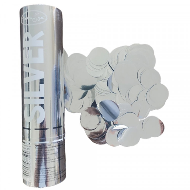 Пневмохлопушка 20см "Silver" конфетти арт.6077594