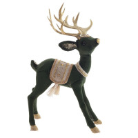 Игрушка декор. "Олень" 31см цв.изумрудный с золотом арт.806843