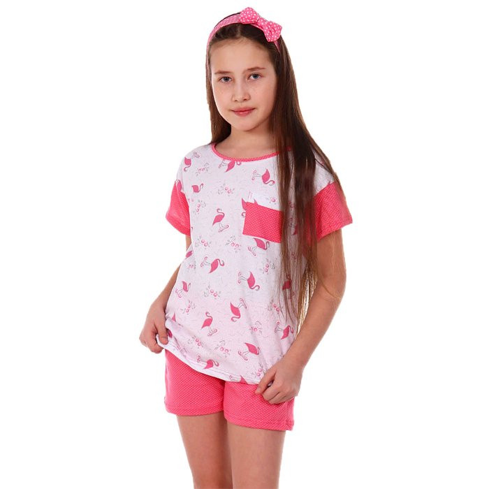 Пижама для девочки арт. Амур размер 32/122-38/152 цвет розовый