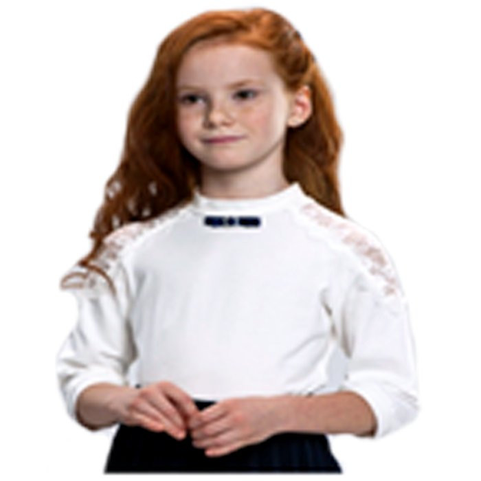 Джемпер для девочки (Malini) короткий рукав цвет молочный арт.QM125 размер 36/140