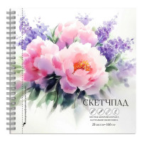 Альбом-скетчпад А5 на гребне 20 листов (Феникс) Букет пионов  160 г/м² арт.70145
