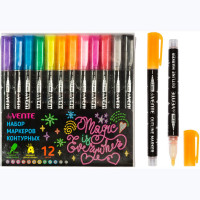 Маркеры контурные (deVENTE) HOBBY CREATIVE Outliner 12 цветов пулевидный наконечник, ширина линии 2 мм арт.5044410