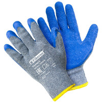 Перчатки "Стойкость к нагрузкам при тяжёлой работе" хлопок+полиэстер, текстурированное латексное покрытие, в и/у, 9(L), Fiberon, PSV027P
