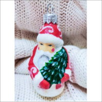 Украшение декоративное стекло 09см "Дед Мороз с елочкой" п/у арт.ФУ4-2201