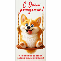 Конверт для денег С Днём рождения! И не свались со своих эмоциональных качелей! УФ-лак глянцевый арт.50002603