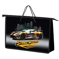 Сумка пластик А4 (Оникс) на молнии ручка-шнур арт ПТ-15-4 Street race широкая боковинка
