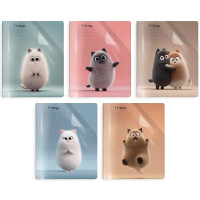 Тетрадь с пластиковой обложкой 18 листов клетка Феникс Котики ассорти арт.73681