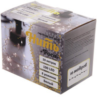 Гирлянда эл.д/дома 10м 100LED Нить "Роса" цв.белый 8реж IP-20 арт.725-0072